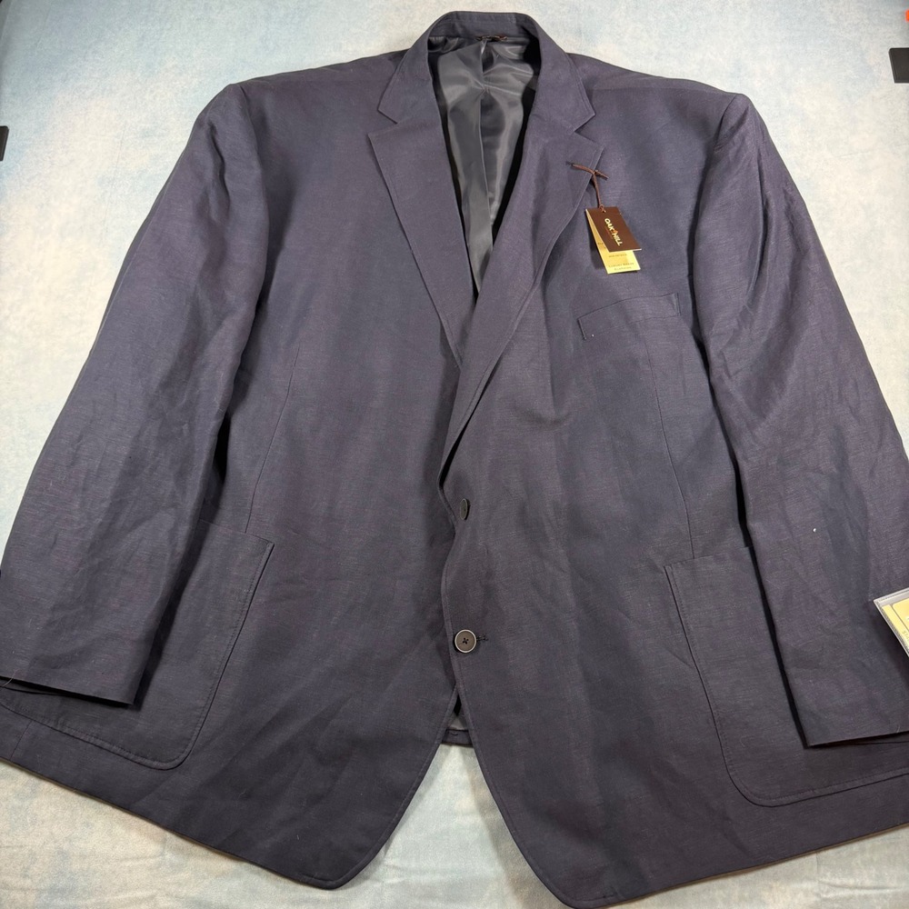 Oak Hill Sport Coat Mens 5XL 62/64R Navy NEW Linen Blend Blazer A02112056089